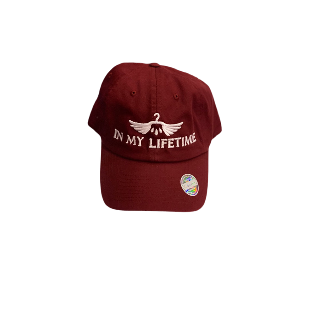 Burgundy in my lifetime logo dad hat