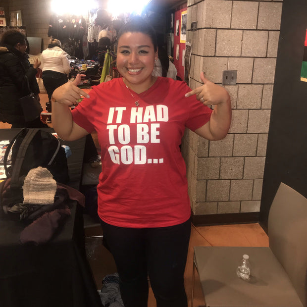 Red/white — It Had To Be God ( vneck)
